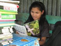 A student with cerebral pulsy is studing at her home