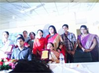 Ms. Mohua Paul is receiving Joyeeta Award from Savar Upazila