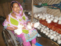 women grows a mashroom in house